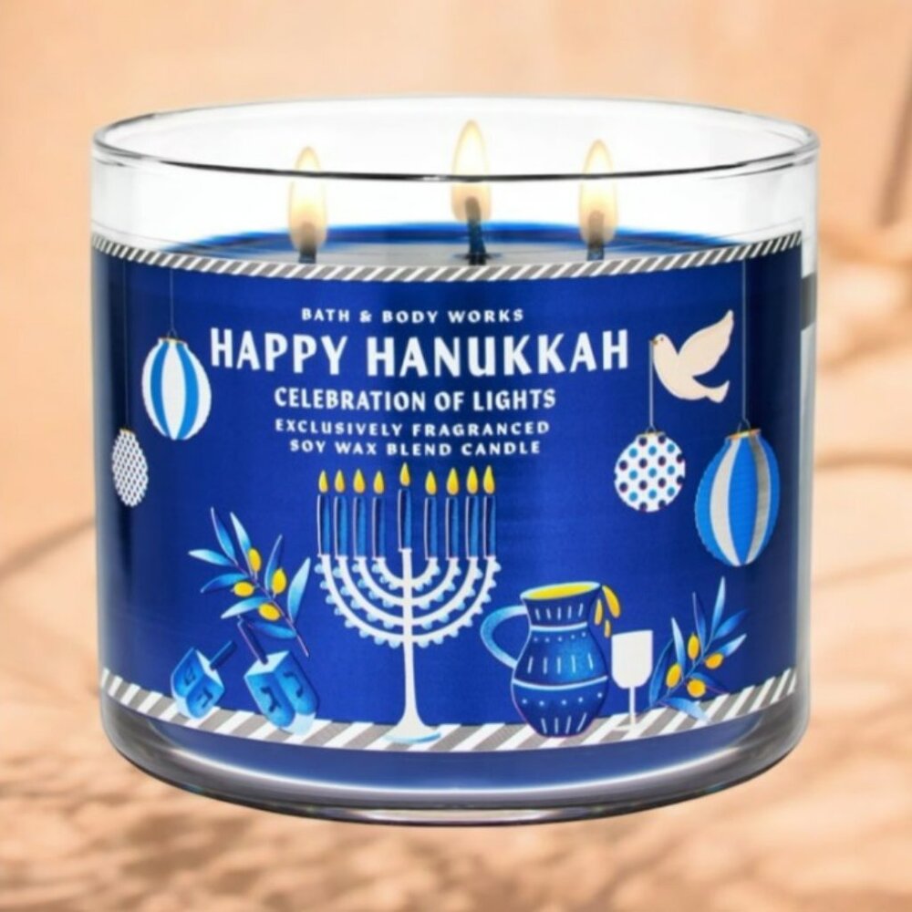 B&BWorks CELEBRATION OF LIGHTS 3 Wick Candle - NWT
